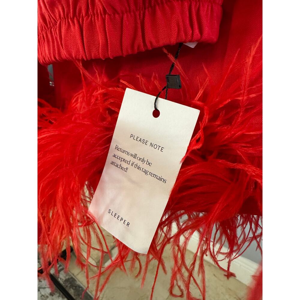 Sleeper Red Feather Trim Pajama Set - image 5